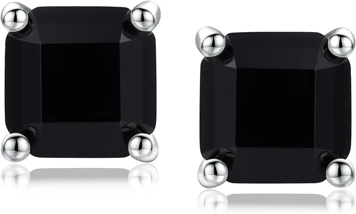 925 Sterling Silver Birthstone Stud Earrings for Women Men, Oval/Round/Sqaure/Octagon Cut Created Sapphire/Amethyst/Emerald/Ruby/Peridot/Opal Solitaire Diamond Halo Earrings
