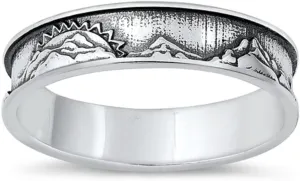 925 Sterling Silver High and Low Mountain Ring