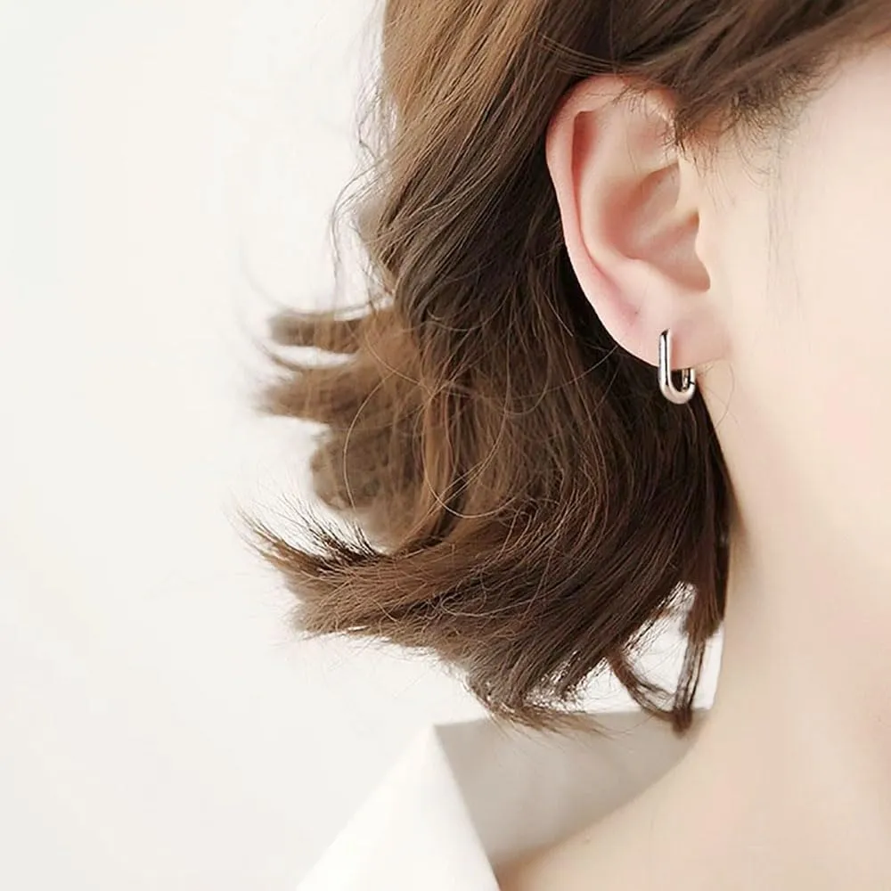 925 Sterling Silver Hoop Earrings, Hypoallergenic Small U Hoop Earrings, Minimalist Huggie Earrings for Women Teen Girls Jewelry Gifts Silver/Gold