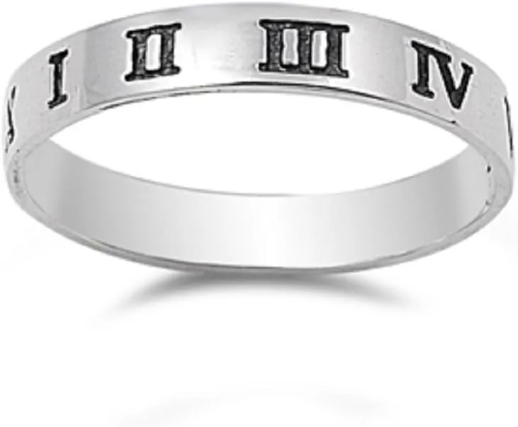 925 Sterling Silver Roman Numeral Ring