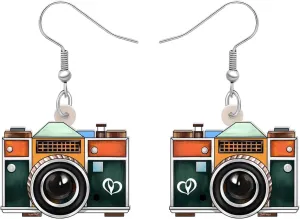 Acrylic 80S 90S Vintage Digital Camera Earrings Dangle Retro Camcorder Funny Jewelry For Women Photography Lovers Gifts