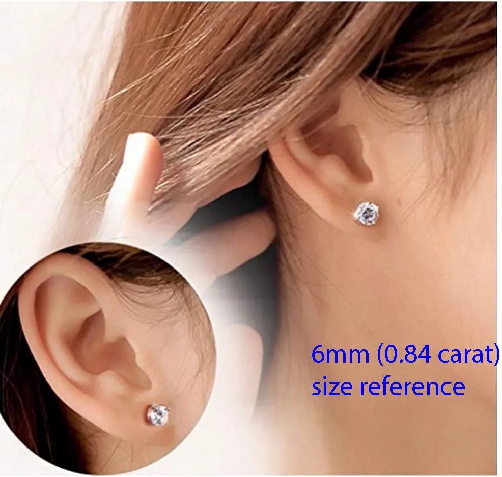 Adabele Authentic Sterling Silver Birthstone Stud Earrings 6mm/0.84 Carat Cubic Zirconia Diamond Gemstone Hypoallergenic Nickel Free Tarnish Resistant Women Men Fine Jewelry