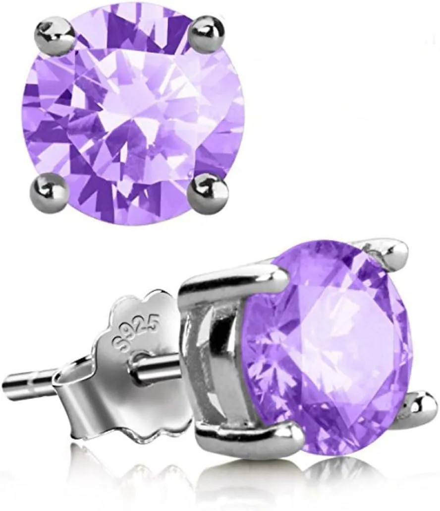 Adabele Authentic Sterling Silver Birthstone Stud Earrings 6mm/0.84 Carat Cubic Zirconia Diamond Gemstone Hypoallergenic Nickel Free Tarnish Resistant Women Men Fine Jewelry