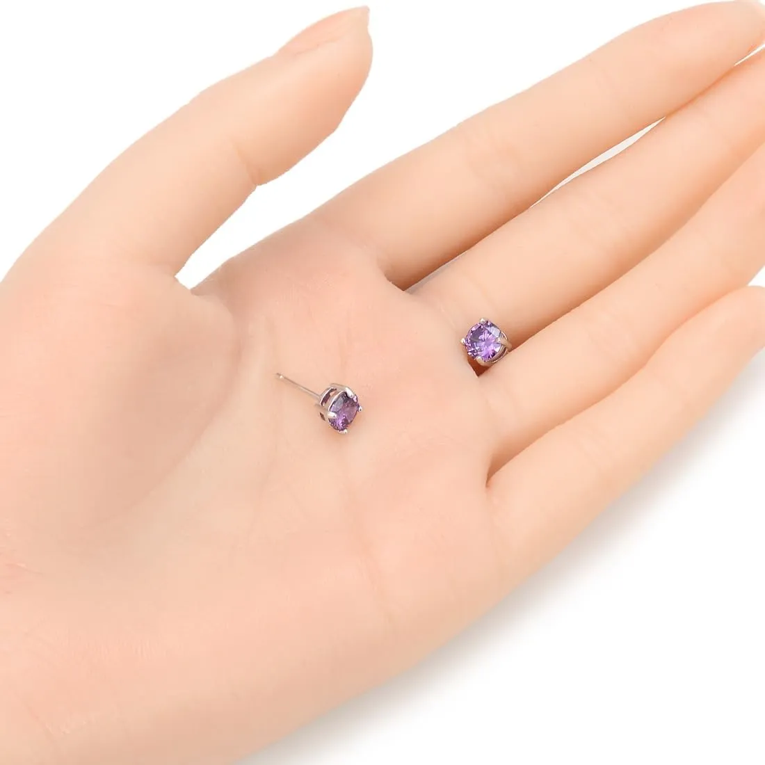 Adabele Authentic Sterling Silver Birthstone Stud Earrings 6mm/0.84 Carat Cubic Zirconia Diamond Gemstone Hypoallergenic Nickel Free Tarnish Resistant Women Men Fine Jewelry