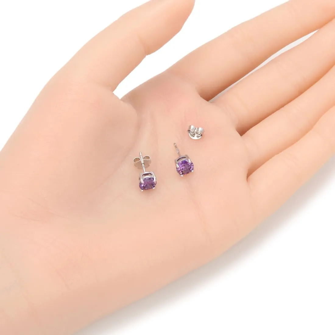 Adabele Authentic Sterling Silver Birthstone Stud Earrings 6mm/0.84 Carat Cubic Zirconia Diamond Gemstone Hypoallergenic Nickel Free Tarnish Resistant Women Men Fine Jewelry