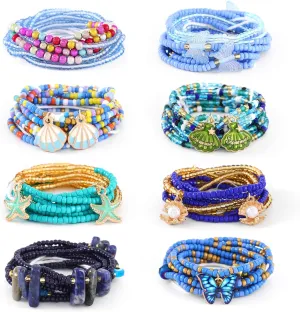 African Waist Beads for Women Sea Shell Belly Chain Non-stretching Tie-on Waist Beads Kit Bead Jewelry Accessories for Summer Bikini Beach