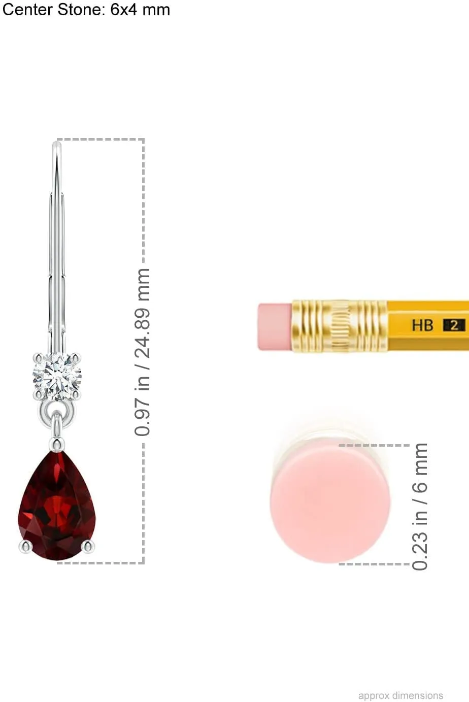 ANGARA Natural Pear Garnet Leverback Drop Earrings with Diamond in 14K Solid Gold/Platinum | January Birthstone, Birthday, Engagement, Anniversary, Wedding Jewelry Gift for Women