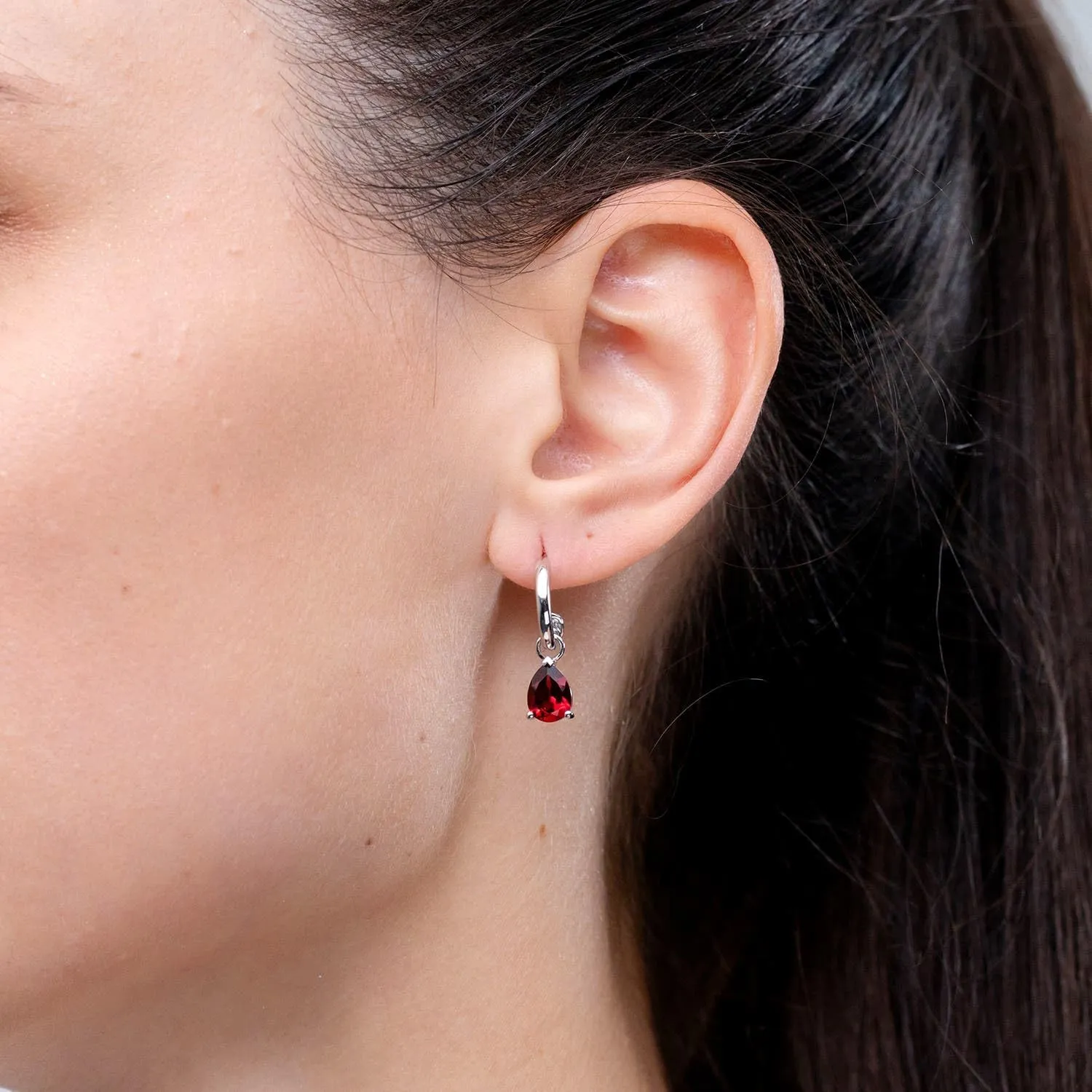 ANGARA Natural Pear-Shaped Garnet Drop Earrings with Screw Back in 14K Solid Gold/Platinum | January Birthstone, Birthday, Engagement, Anniversary, Wedding Jewelry Gift for Women