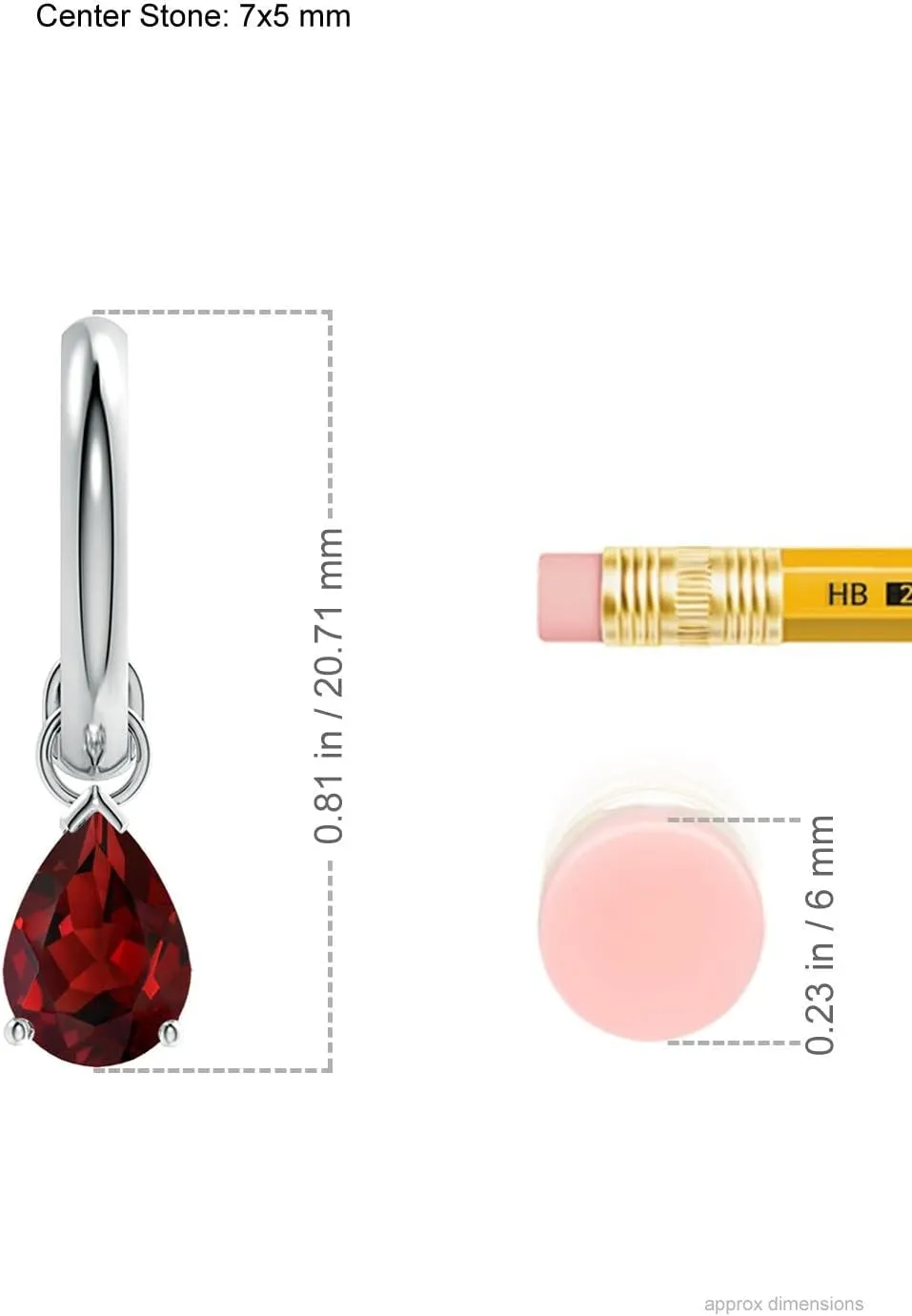 ANGARA Natural Pear-Shaped Garnet Drop Earrings with Screw Back in 14K Solid Gold/Platinum | January Birthstone, Birthday, Engagement, Anniversary, Wedding Jewelry Gift for Women