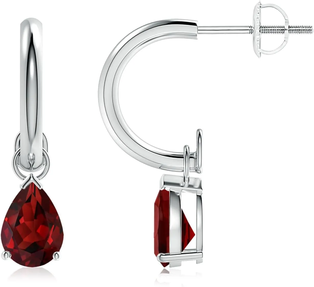 ANGARA Natural Pear-Shaped Garnet Drop Earrings with Screw Back in 14K Solid Gold/Platinum | January Birthstone, Birthday, Engagement, Anniversary, Wedding Jewelry Gift for Women