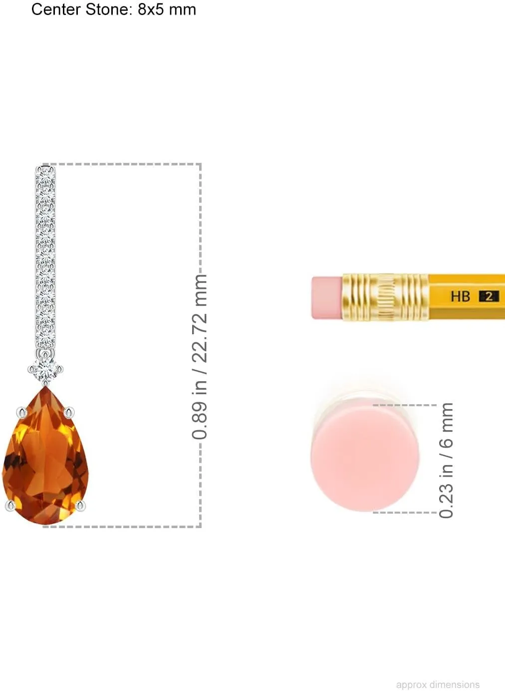 ANGARA Natural Solitaire Pear Citrine Drop Earrings with Diamonds in 14K Solid Gold/Platinum | November Birthstone, Birthday, Engagement, Anniversary, Wedding Jewelry Gift for Women