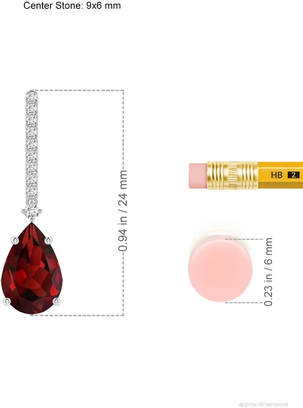 ANGARA Natural Solitaire Pear Garnet Drop Earrings with Diamonds in 14K Solid Gold/Platinum | January Birthstone, Birthday, Engagement, Anniversary, Wedding Jewelry Gift for Women