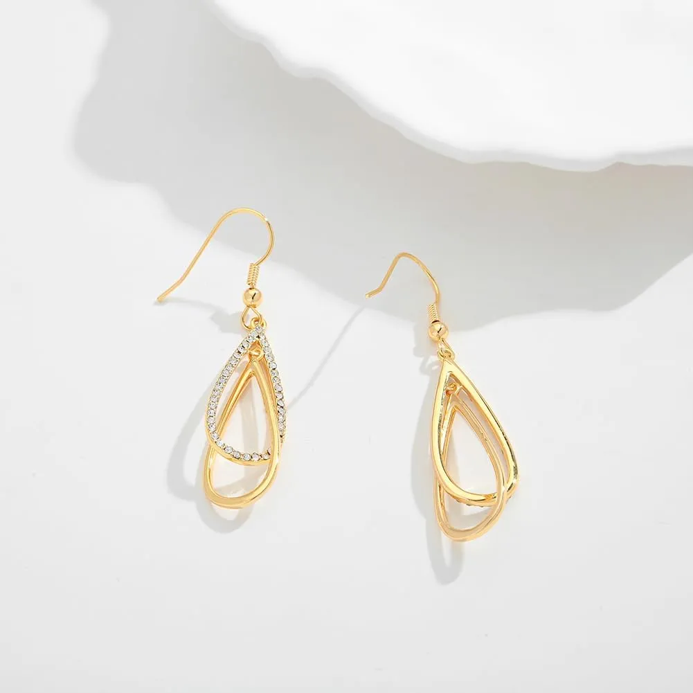 Antique Gold Hammered Disc Drop Earrings Boho Earrings with Two Tone Jewelry Gift