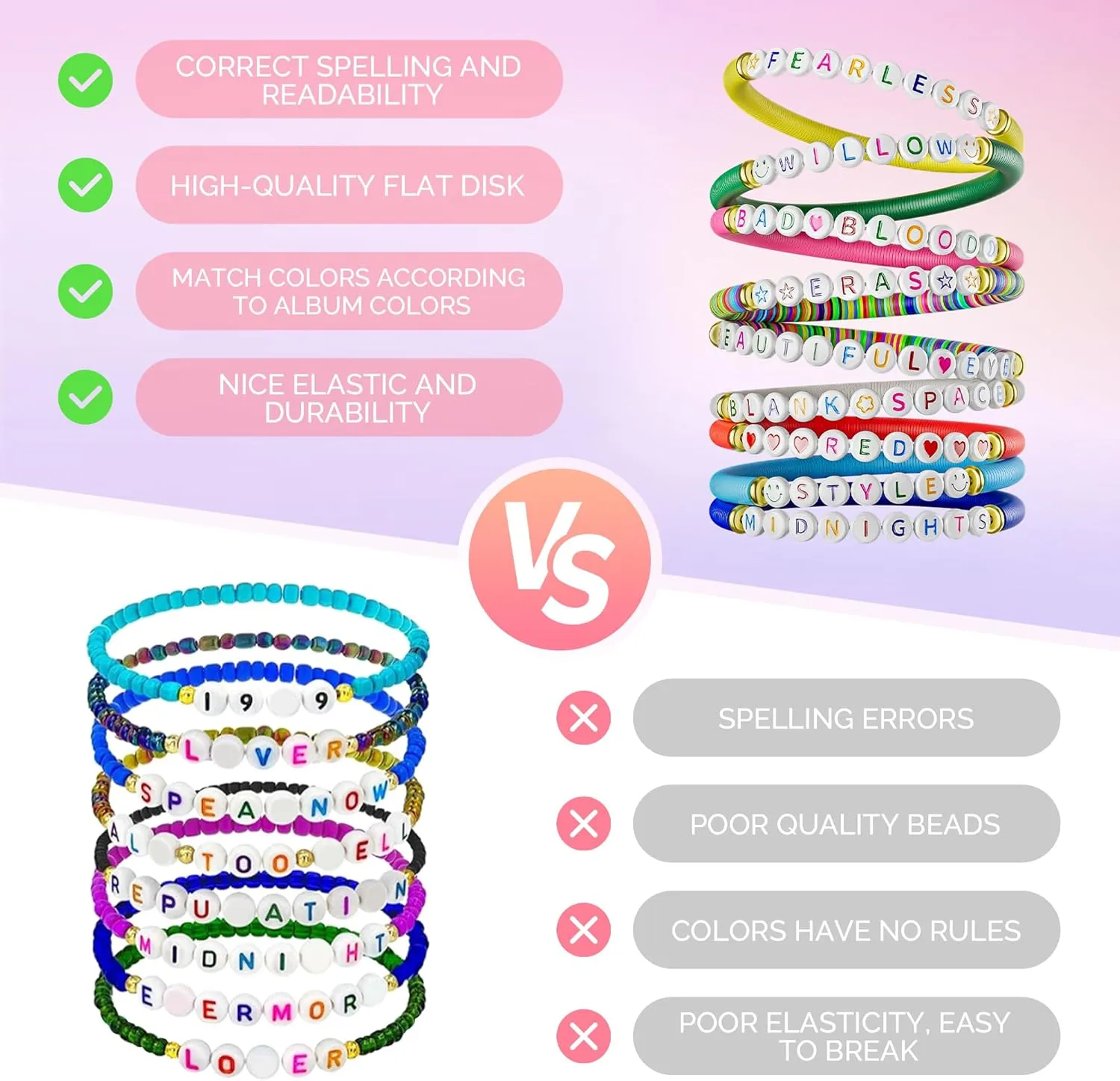 Ava Riley Friendship Bracelets, 13 Tattoo Colorful Birthday Gift Bracelet Stackable Colorful Initial Charms, 26 Letters 9PCS Songs Album Jewelry Stuff