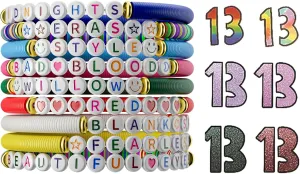 Ava Riley Friendship Bracelets, 13 Tattoo Colorful Birthday Gift Bracelet Stackable Colorful Initial Charms, 26 Letters 9PCS Songs Album Jewelry Stuff