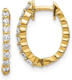Avariah 14k Yellow Gold AA Diamond Hinged Hoop Earrings - 15mm