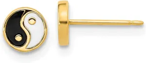 Avariah 14K yellow-gold Gold Black/White Enamel Yin and Yang Post Earrings - 5.75mm