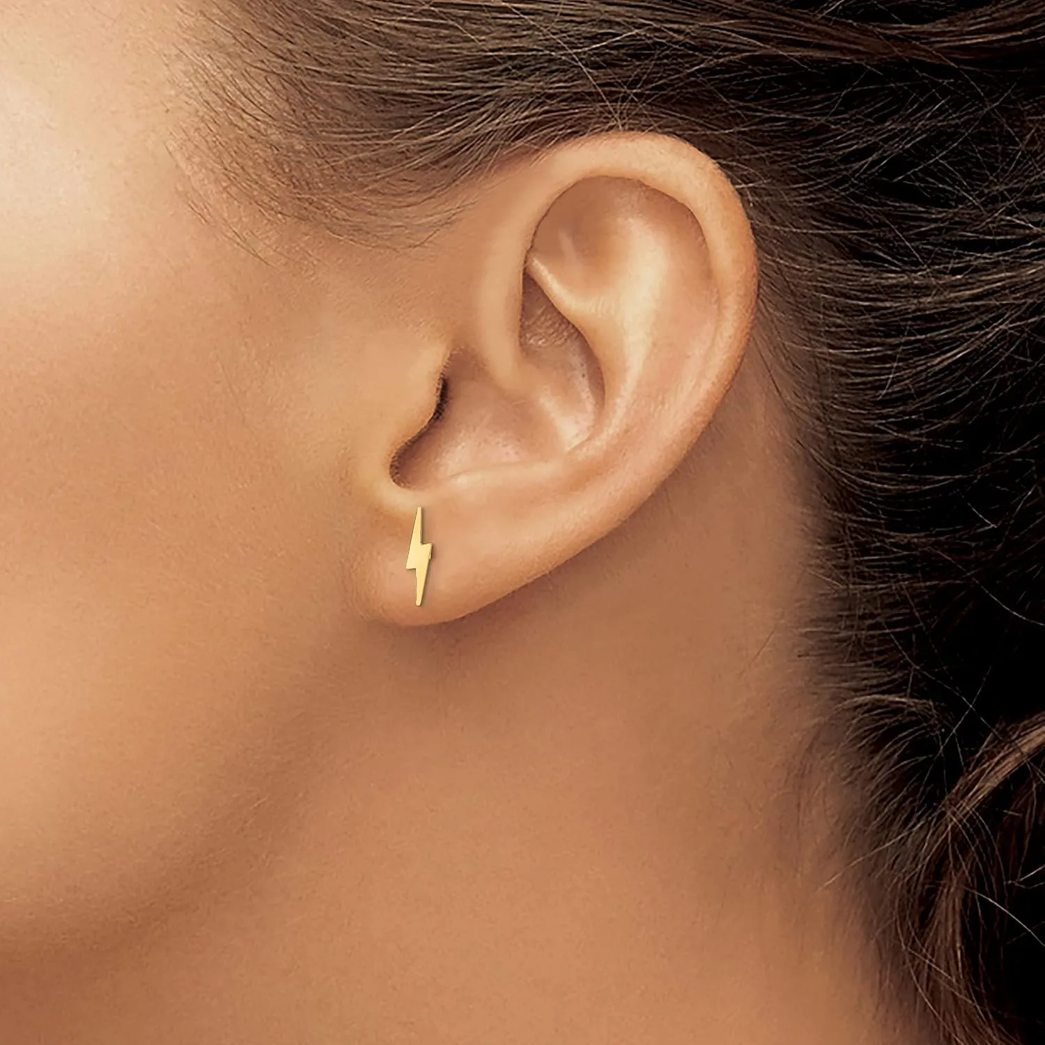 Avariah 14K Yellow Gold Polished Lightning Bolt Post Earrings - 10.8mm