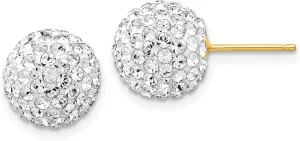 Avariah Solid 14k Yellow Gold 10mm Disco Ball Crystal Stud Earrings