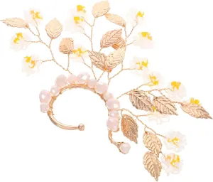 Beaupretty Vintage Style Ear Cuff Non Pierced Metal Leaf Crystal Ear Clip for Women Elegant Fashionable Accessory for Parties Weddings and Versatile and Sturdy Design