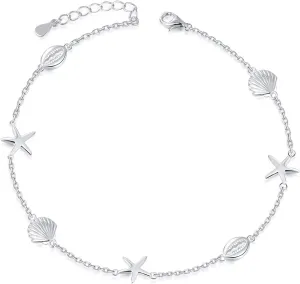 BEILIN 925 Sterling Silver Seabeach Anklets for Women Teen Girls Ocean Ankle Bracelets for Women