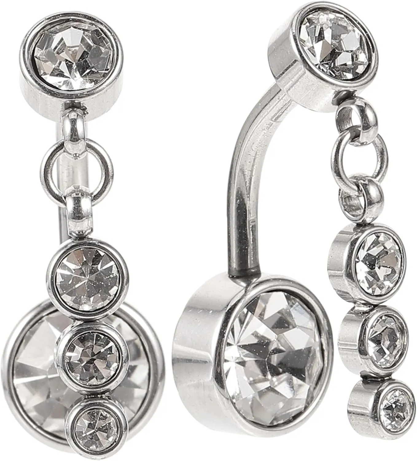 Belly Button Rings for Women 2pcs Gold Plated Belly Ring Set Rhinestone for Parties Clubs