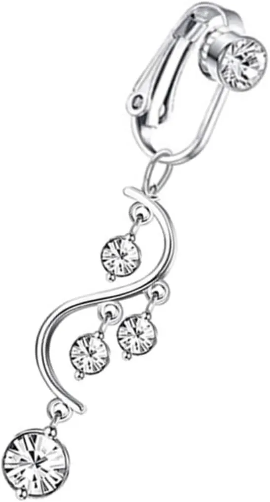 BESPORTBLE Sparkly Belly Button Ring Gold Dangle Non Piercing Body Jewelry Skin Friendly Stainless Steel Navel Ring