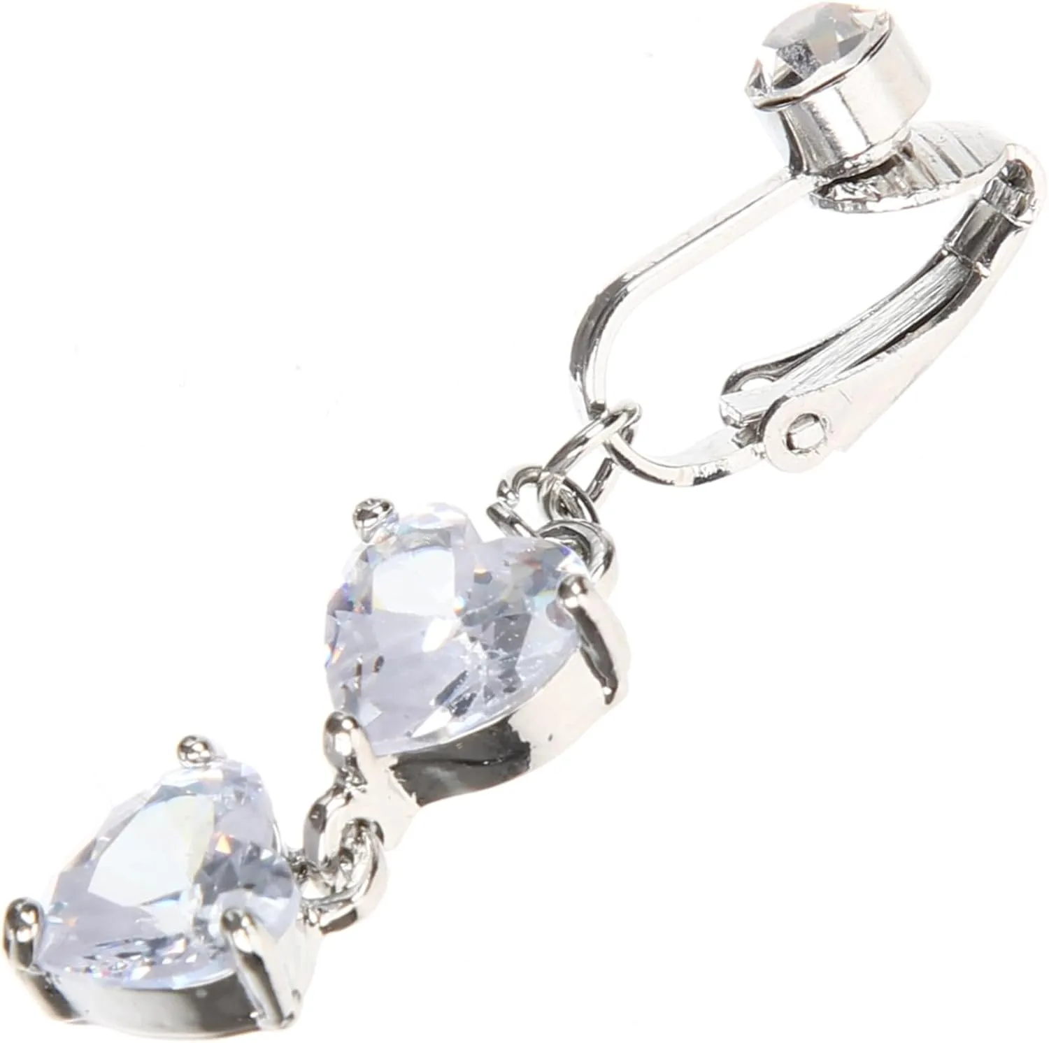 BESTYASH Dangle Navel Ring for Women Zircon Heart Non Piercing Belly Ring Lightweight Body Jewelry for Festivals Parties and Unique Sparkly Design