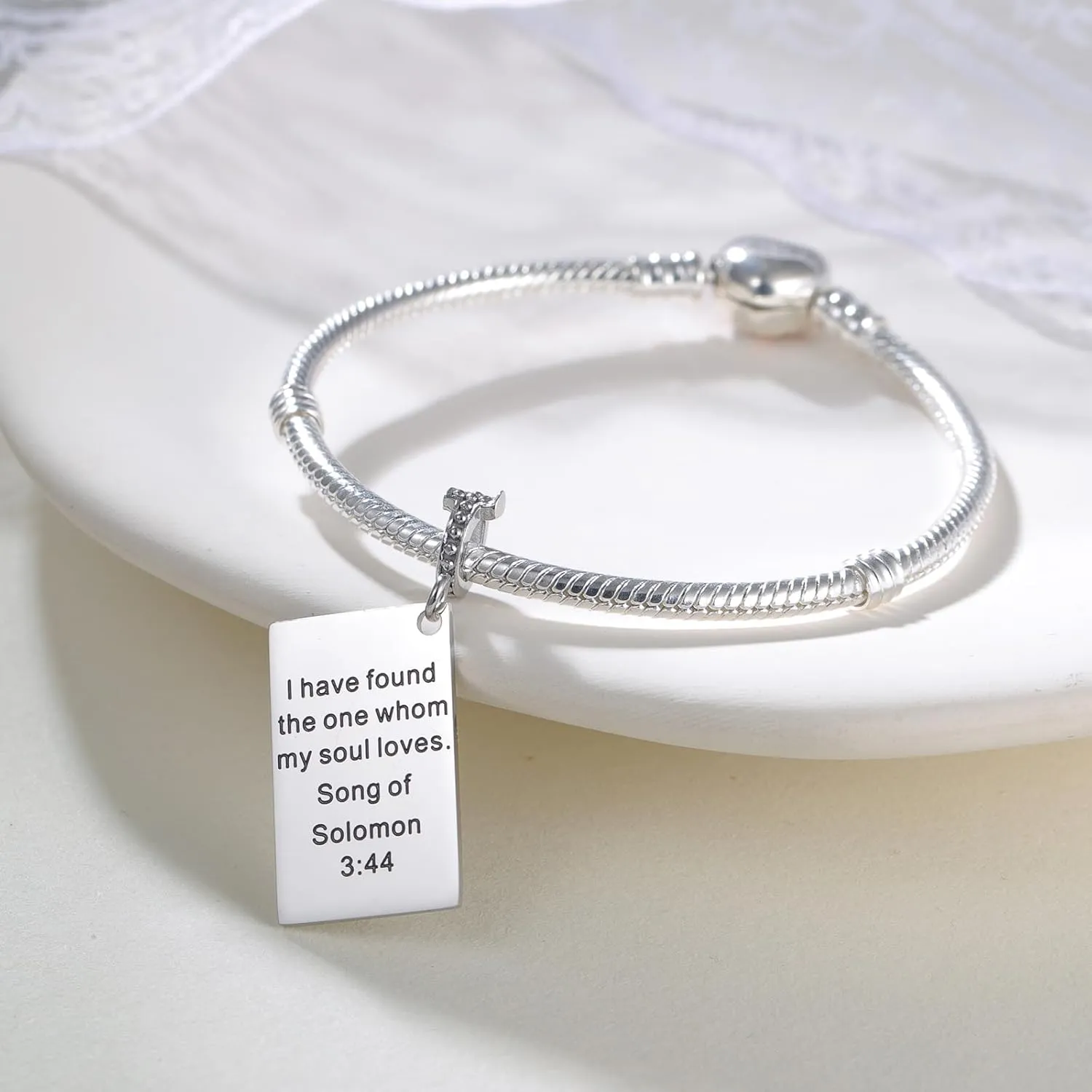 BETTY&SARAH Bible Verse Charm for Charms Bracelet and Necklace - Silver Religious Jewelry with Cross & Inspirational Scripture