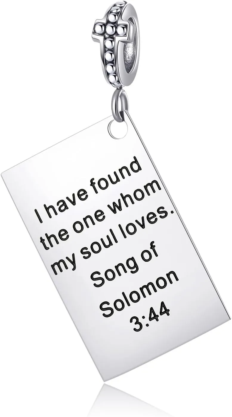 BETTY&SARAH Bible Verse Charm for Charms Bracelet and Necklace - Silver Religious Jewelry with Cross & Inspirational Scripture
