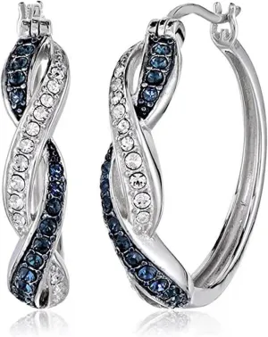BG&WLing 925 Sterling Silver Hoop Earrings for Women, Twisted Hoop Earrings with AAA  Cubic Zirconia, Navy Blue Earrings, Silver Jewelry Gift for Her