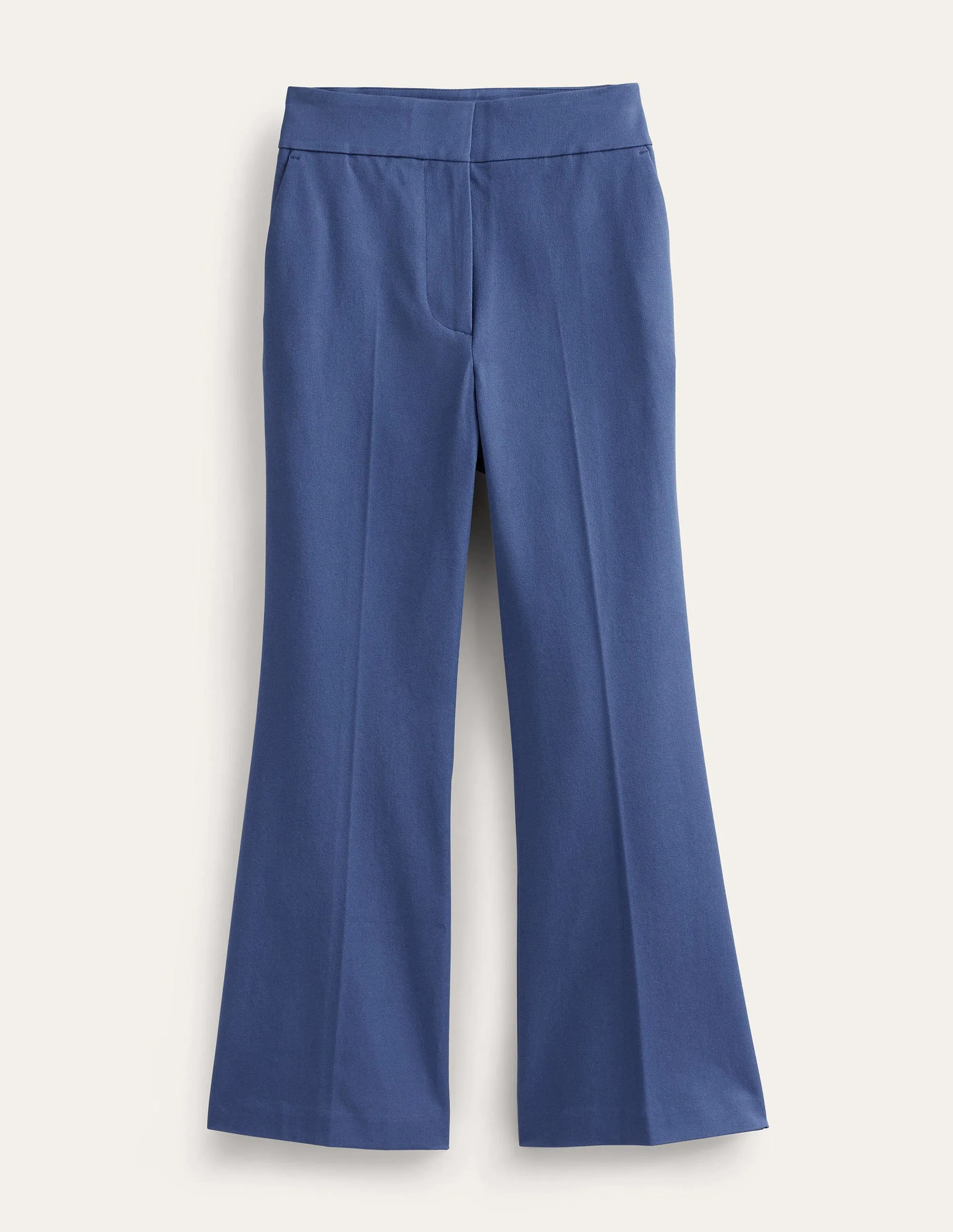 Bi-Stretch Crop Flare Trousers-True Blue
