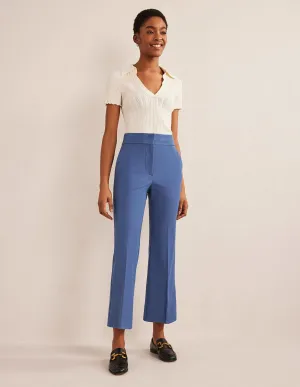Bi-Stretch Crop Flare Trousers-True Blue