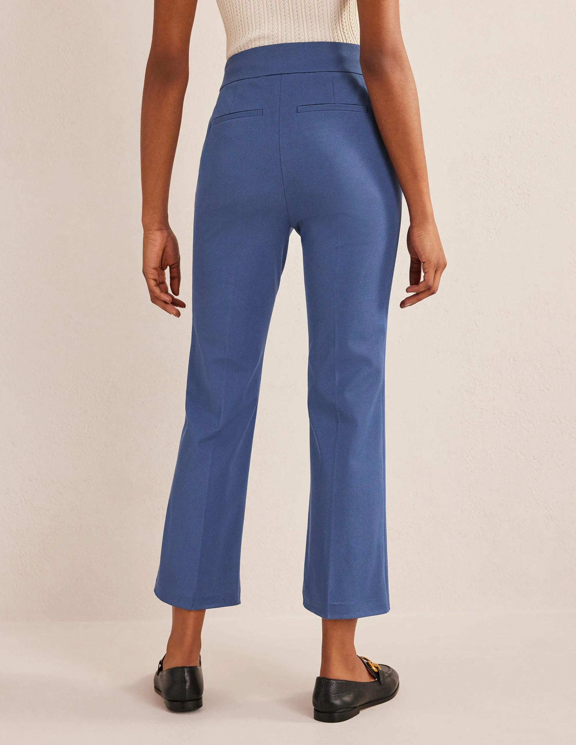 Bi-Stretch Crop Flare Trousers-True Blue