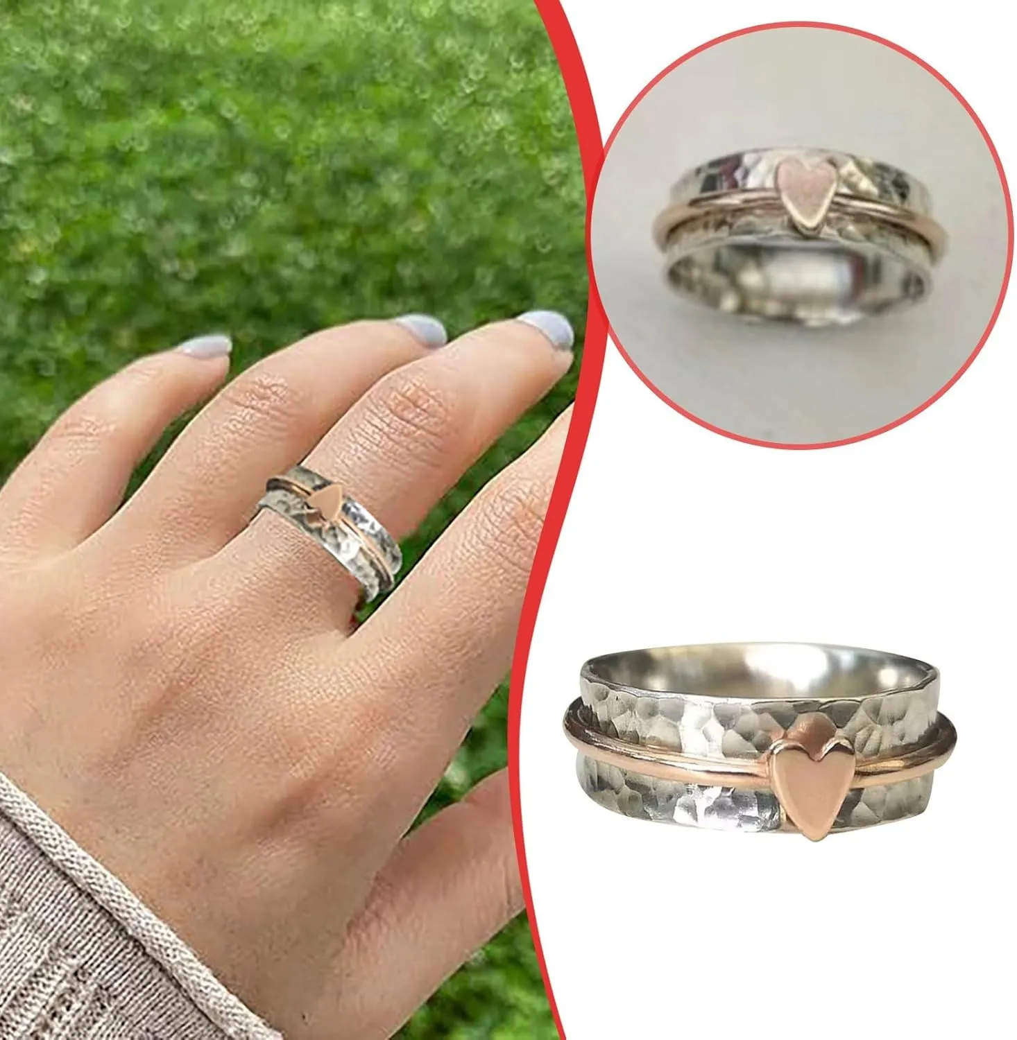 Birthstone Rings for Women Dainty Stackable And Fashionable Electroplated Two Tone Rose Shaped Ladies' Versatile