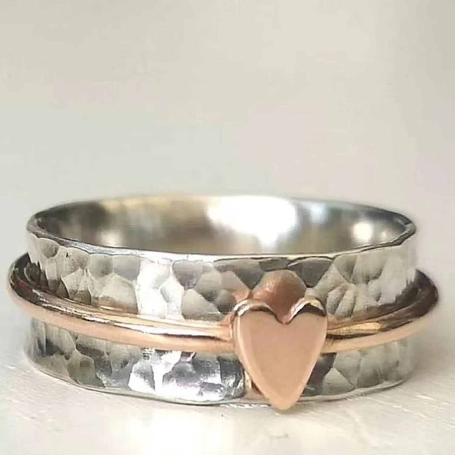 Birthstone Rings for Women Dainty Stackable And Fashionable Electroplated Two Tone Rose Shaped Ladies' Versatile