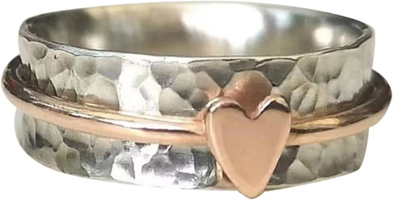Birthstone Rings for Women Dainty Stackable And Fashionable Electroplated Two Tone Rose Shaped Ladies' Versatile