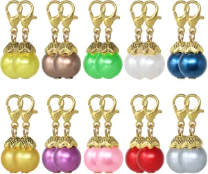 Blovess yueton 20pcs Colorful Pearl Dangle Charms Pendant with Lobster Clasp Jewelry Making Accessory Fit Floating Locket Charms Necklaces(Golden)