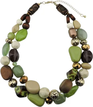 Bocar Chunky Necklaces for Women Trendy, 2 Layer Statement Necklace Fashion Collar Necklace, Handmade Costume Jewelry Women Gifts