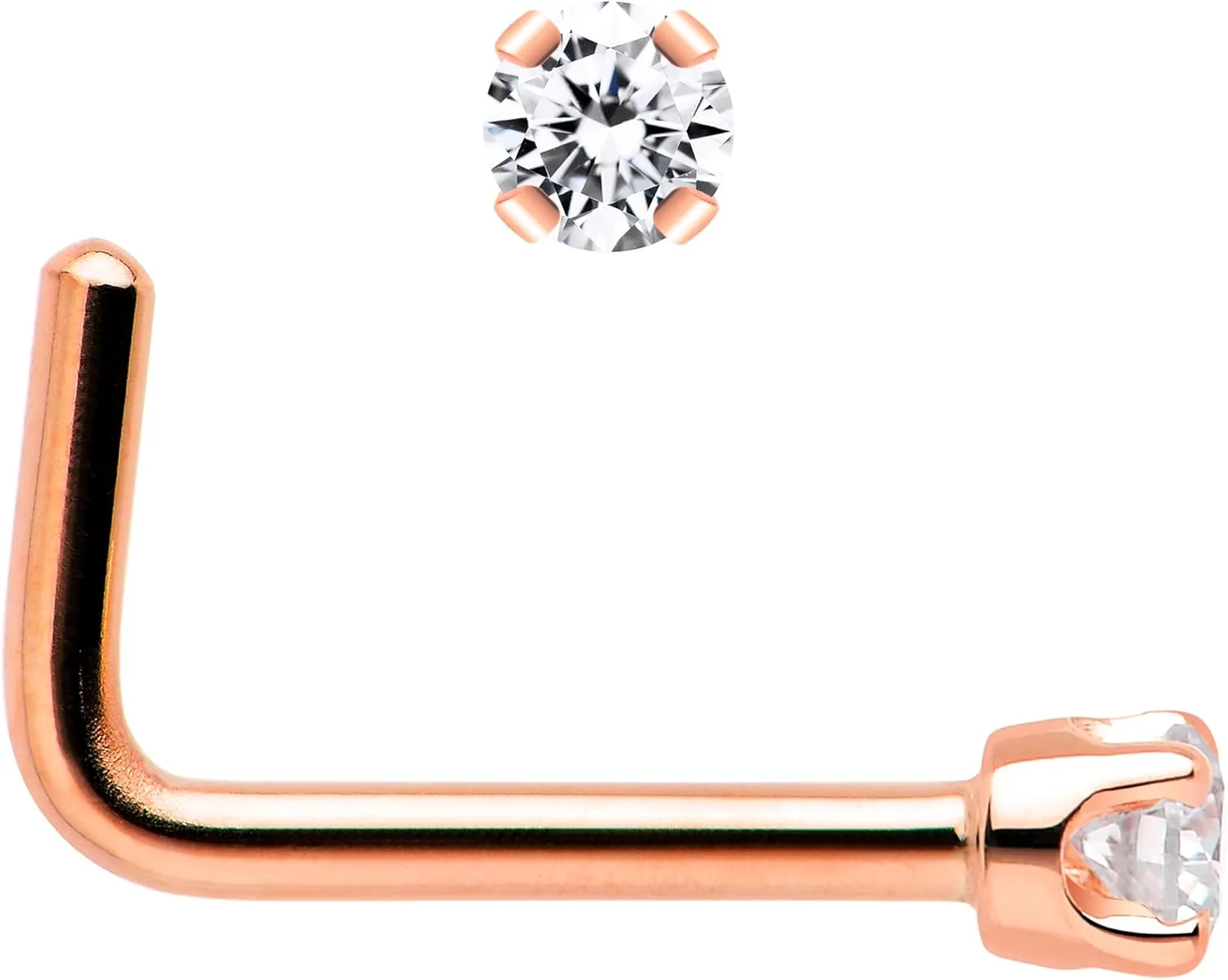 Body Candy 14k Solid Gold Nose Ring Studs - 2mm Lab Grown Diamond Created by MasterJeweler - L-Shape Nose Ring 18 Gauge 20 Gauge Real Gold Nose Ring Piercing Jewelry for Women, Men