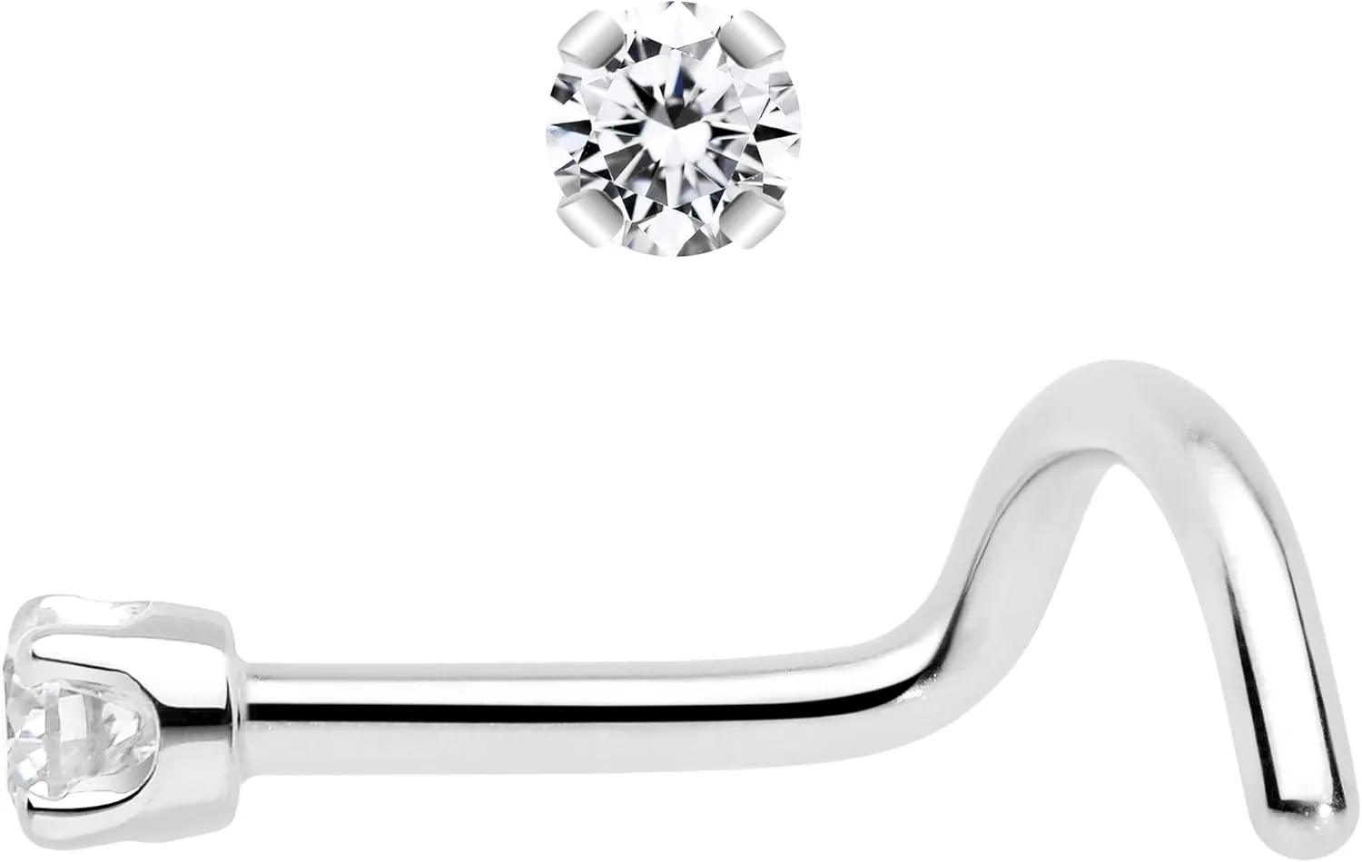 Body Candy 14k Solid Gold Nose Ring Studs - 2mm Lab Grown Diamond Created by MasterJeweler - Left Side Nose Ring 18 Gauge 20 Gauge Real Gold Nose Ring Piercing Jewelry for Women, Men