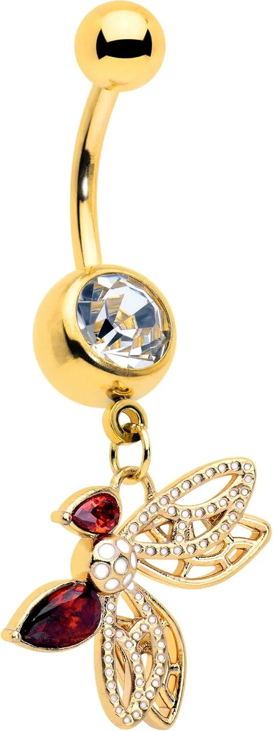 Body Candy Womens 14G 316L Stainless Steel Navel Ring Piercing Drama Butterfly Dangle Belly Button Ring