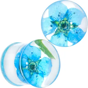 Body Candy Womens 2Pc Clear Acrylic Green Blue Flower Double Flare Tunnel Plug Ear Plug Gauges Set of 2