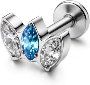 BodyBonita G23 Titanium Flat Back Stud Earrings Piercings - Hypoallergenic 16G Tragus Piercing Jewelry Helix Medusa Monroe Labret Lip Conch Earring 8mm