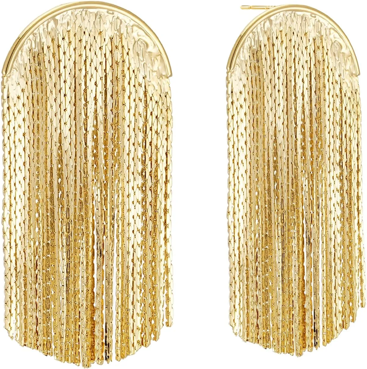 Boho Long Tassel Drop Dangle Earrings for Women, 18K Gold Plated Fringe Earrings Bohemian Linear Chain Chandelier Statement Jewelry Gifts for Prom Party Hypoallergenic
