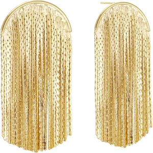 Boho Long Tassel Drop Dangle Earrings for Women, 18K Gold Plated Fringe Earrings Bohemian Linear Chain Chandelier Statement Jewelry Gifts for Prom Party Hypoallergenic