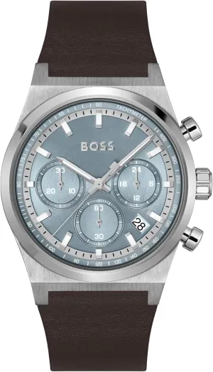 BOSS Men's Chronograph Watch  Candor Collection, Stainless Steel Case, Quartz Movement, Stopwatch Function, Sporty & Elegant Design - Gift for Him