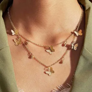 Butterfly Necklace Layered Gold Jewlery for Women