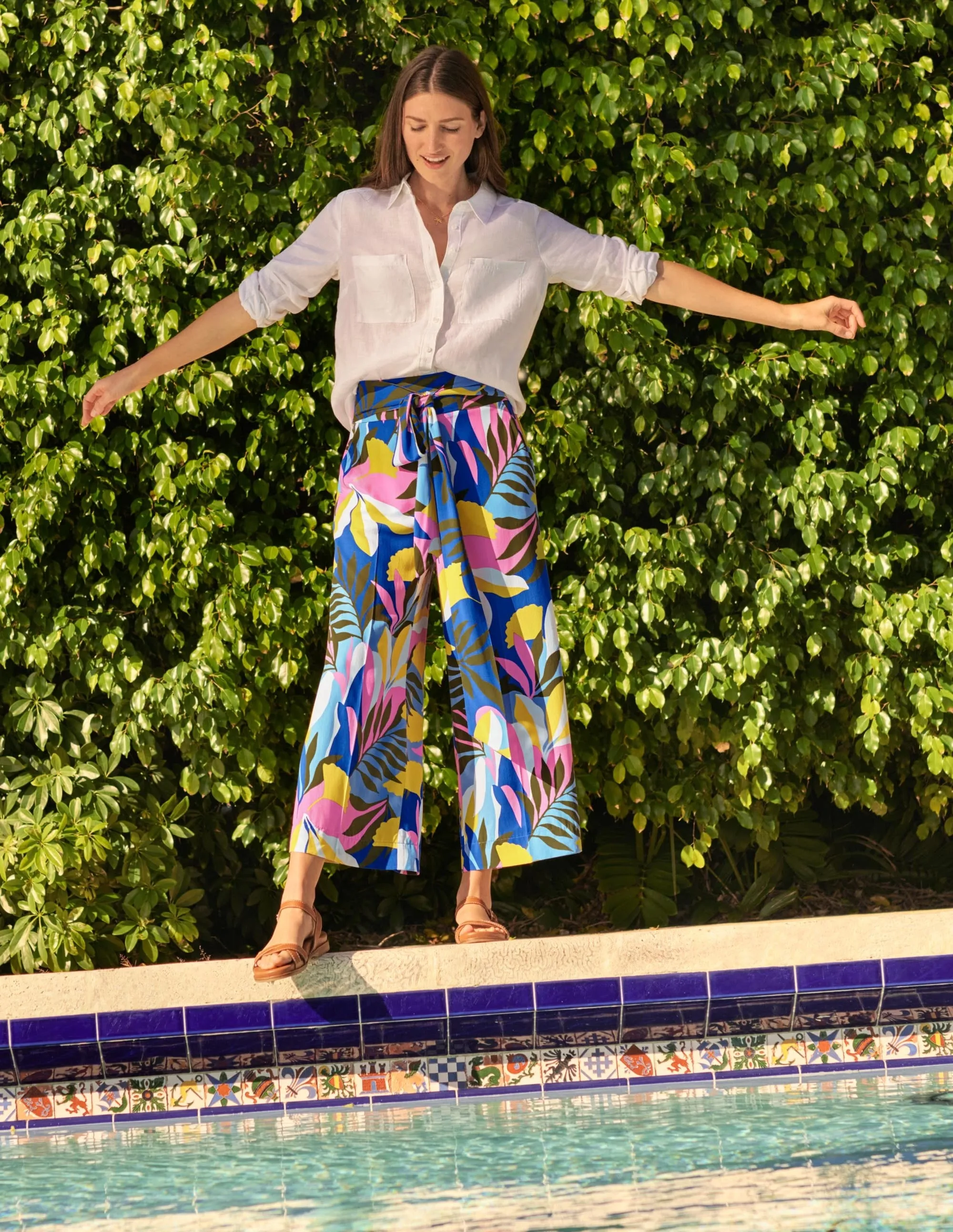 Caithness Trousers-Plum Blossom, Tropical Flora