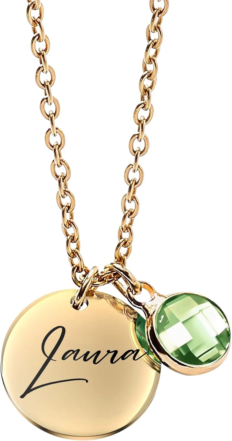 Caramel Sweet Life Name Necklace with Birthstone, Personalized Gifts for Women, Handmade Custom Necklaces for Women